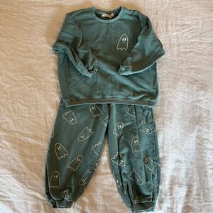 Indy and Pippa Ghost Print Kids Set - Teal